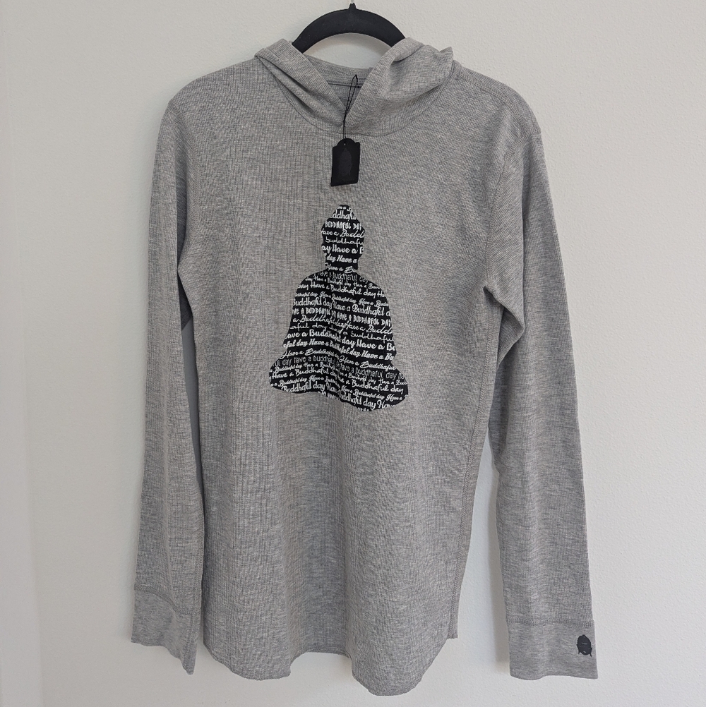 Gray Long Sleeve Hoodie with Black Graphic